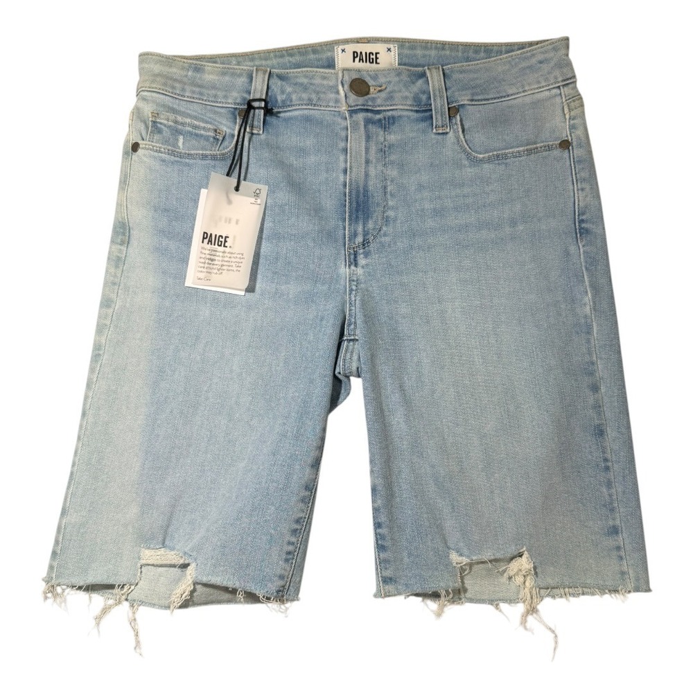 Paige Jax Knee Cut Off Short Niana‎ Destructed Light Wash Denim Size 4 (27)